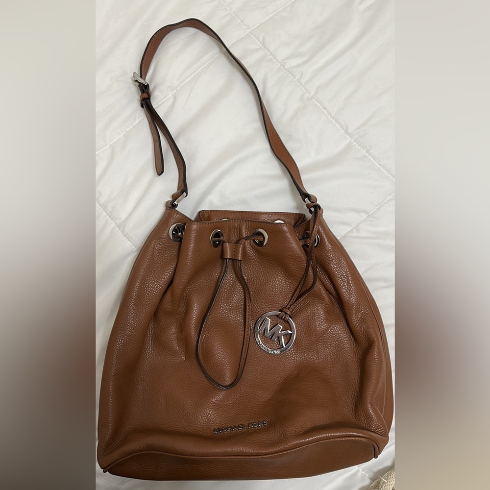 Authentic Michael Kors Crossbody Bag, Large, Brass Color, Silver Accents